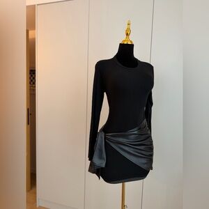 Faux Leather Wrap Mini Bodycon Dress